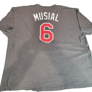 MLB red Majestic St. Louis Cardinals Stan Musial #6 'birds on the bat" 2XL shirt